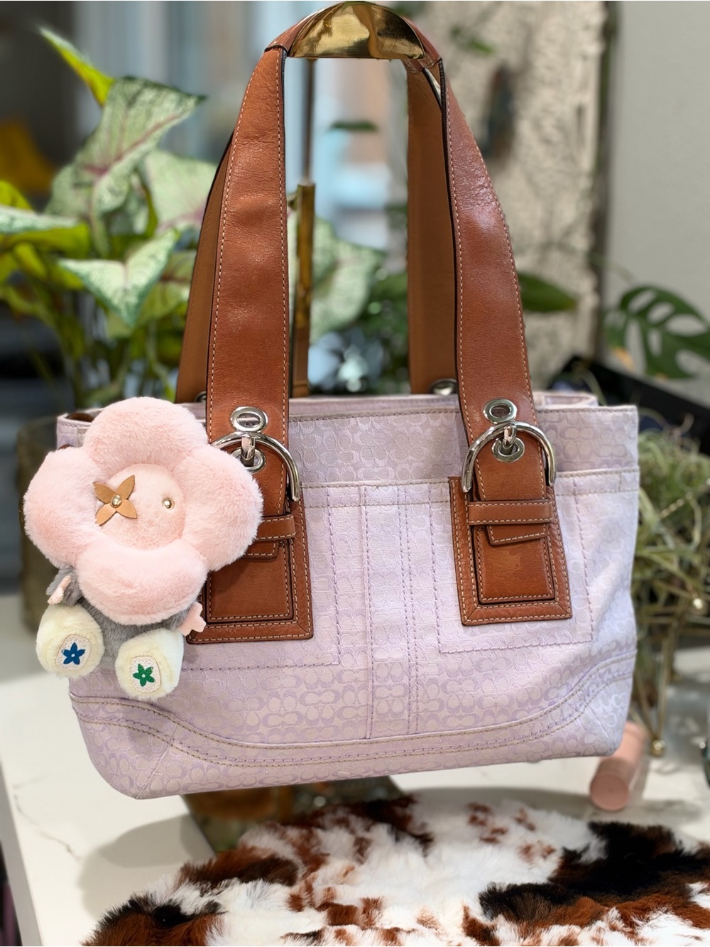 Coach Lilac🌸Signature Mini Satchel Leather Handles